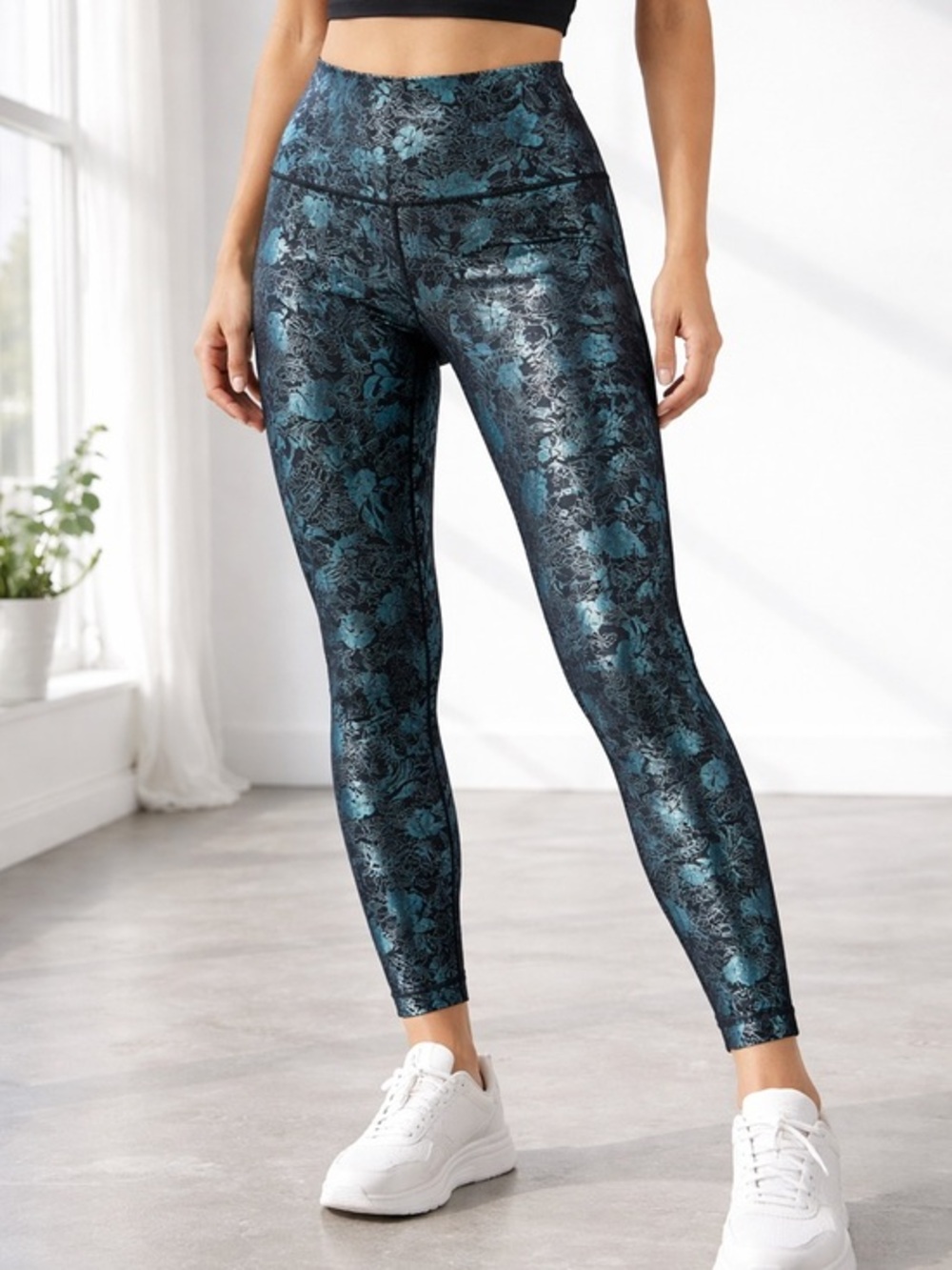 Lululemon Wunder Under 25” Shine Floral Foil Leggings Sz 6 NWT
